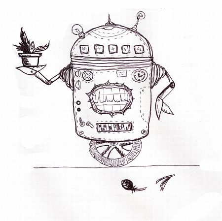 The robot in blue